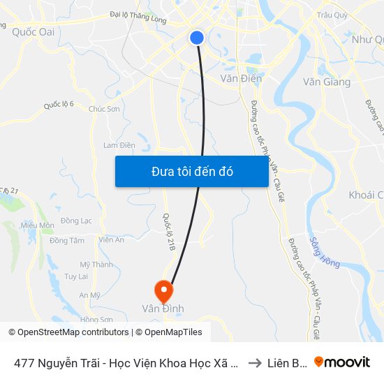 477 Nguyễn Trãi - Học Viện Khoa Học Xã Hội to Liên Bạt map