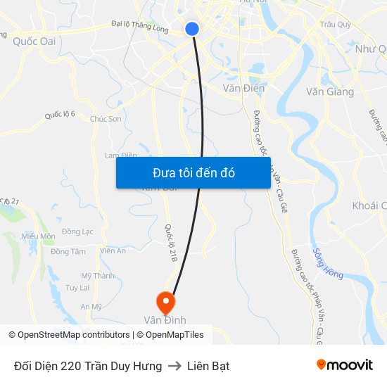 Đối Diện 220 Trần Duy Hưng to Liên Bạt map