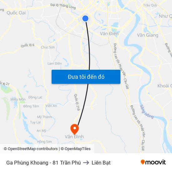 Ga Phùng Khoang - 81 Trần Phú to Liên Bạt map