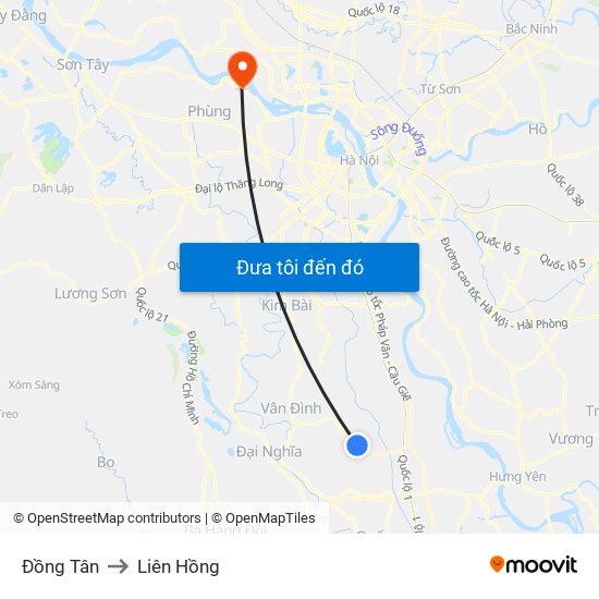 Đồng Tân to Liên Hồng map