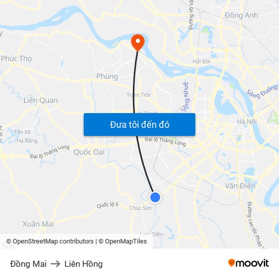 Đồng Mai to Liên Hồng map