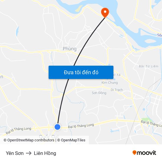 Yên Sơn to Liên Hồng map