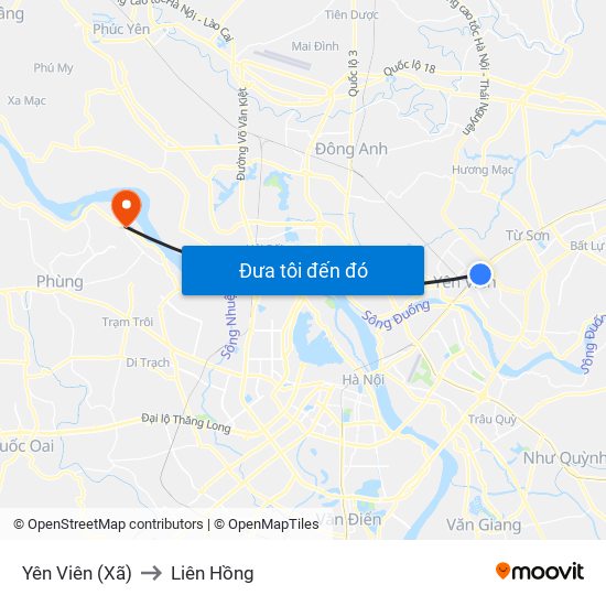 Yên Viên (Xã) to Liên Hồng map