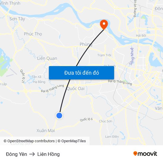 Đông Yên to Liên Hồng map