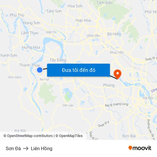 Sơn Đà to Liên Hồng map