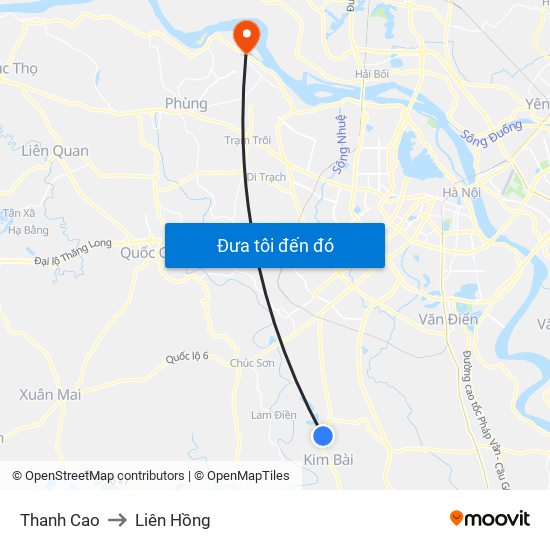 Thanh Cao to Liên Hồng map