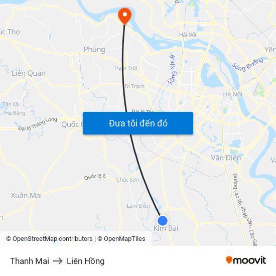 Thanh Mai to Liên Hồng map