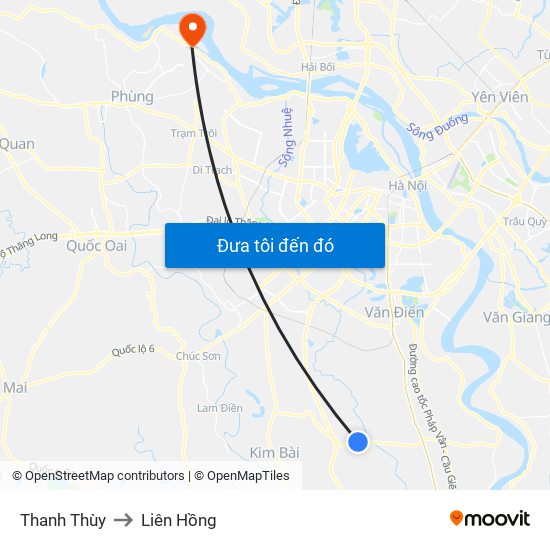 Thanh Thùy to Liên Hồng map