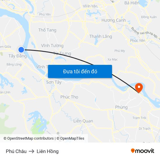 Phú Châu to Liên Hồng map