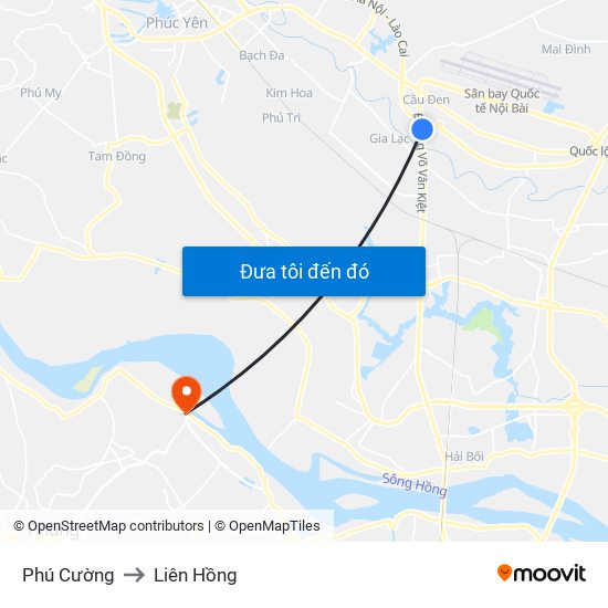 Phú Cường to Liên Hồng map