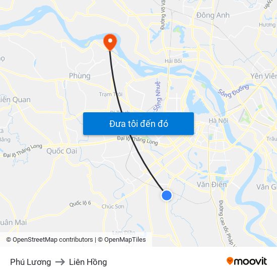 Phú Lương to Liên Hồng map