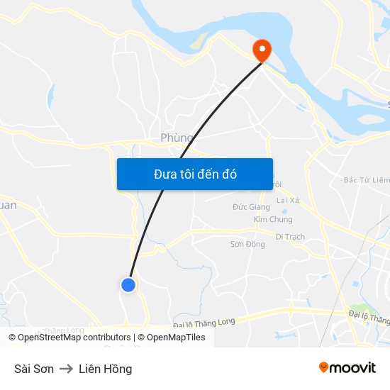 Sài Sơn to Liên Hồng map