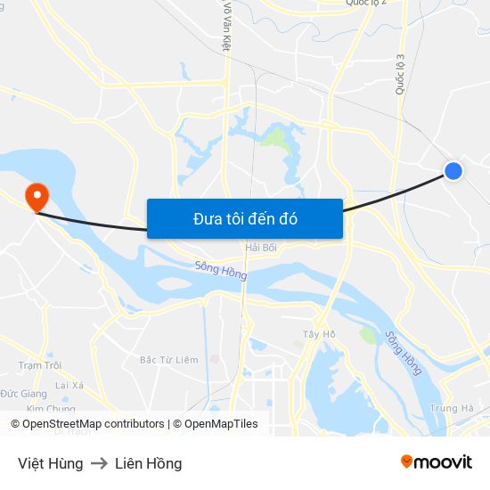Việt Hùng to Liên Hồng map