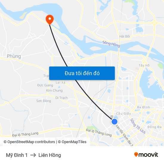 Mỹ Đình 1 to Liên Hồng map