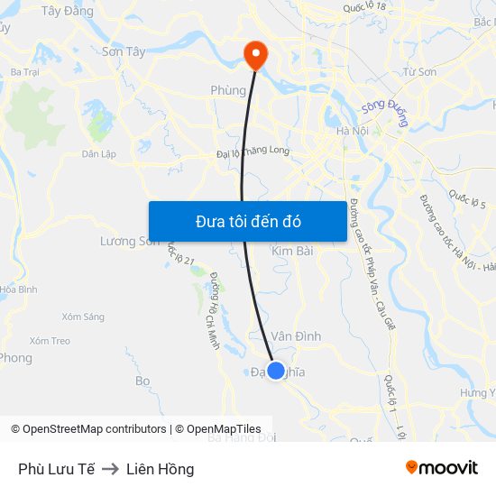 Phù Lưu Tế to Liên Hồng map