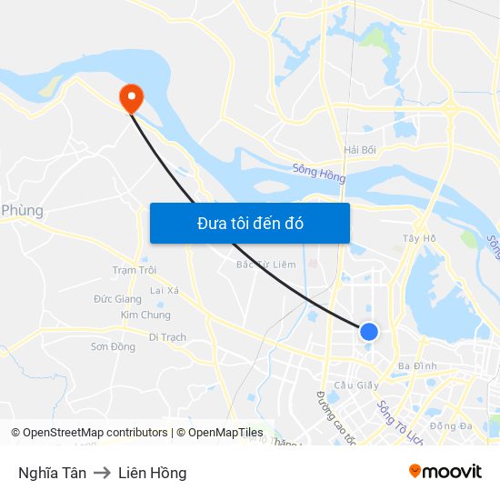 Nghĩa Tân to Liên Hồng map