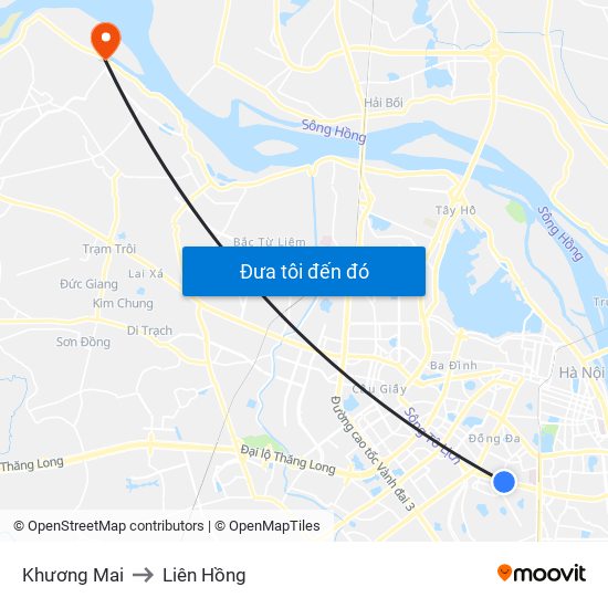 Khương Mai to Liên Hồng map