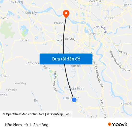 Hòa Nam to Liên Hồng map
