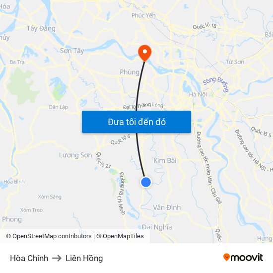 Hòa Chính to Liên Hồng map