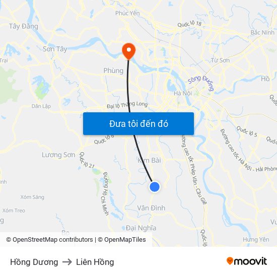 Hồng Dương to Liên Hồng map