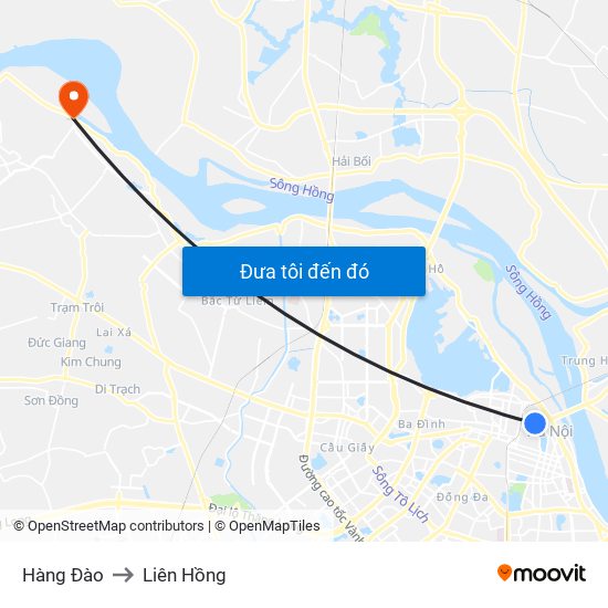 Hàng Đào to Liên Hồng map