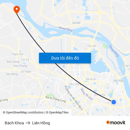 Bách Khoa to Liên Hồng map