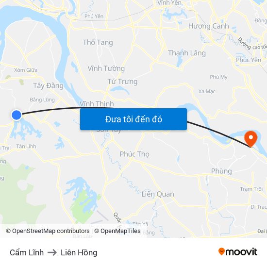 Cẩm Lĩnh to Liên Hồng map