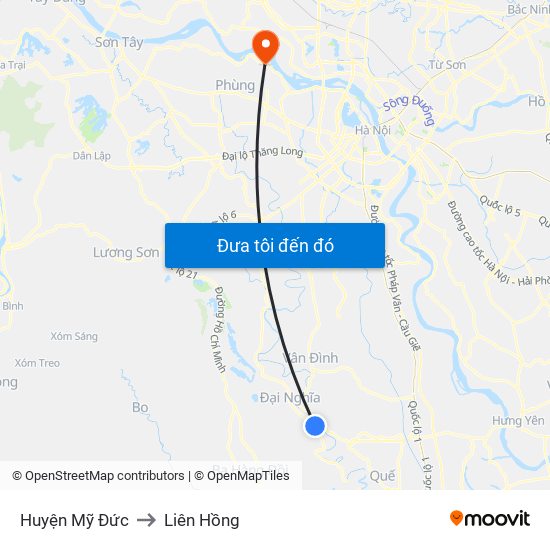 Huyện Mỹ Đức to Liên Hồng map