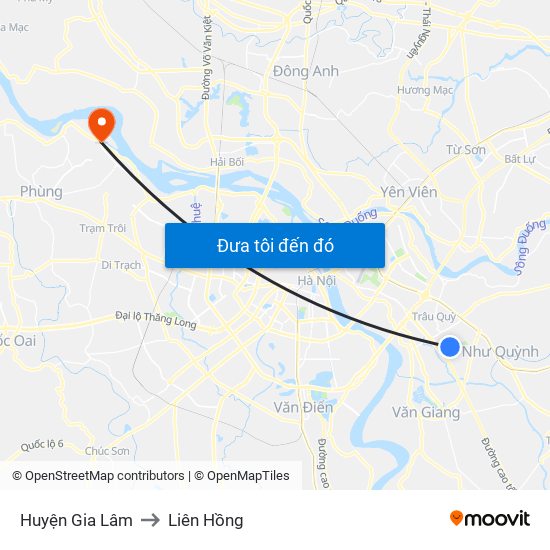 Huyện Gia Lâm to Liên Hồng map