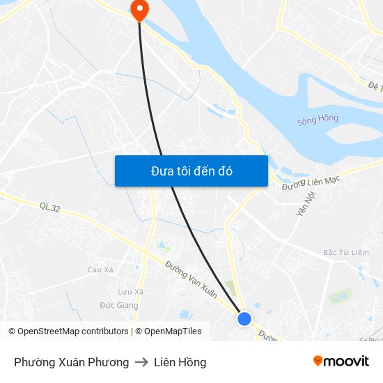 Phường Xuân Phương to Liên Hồng map