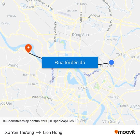 Xã Yên Thường to Liên Hồng map