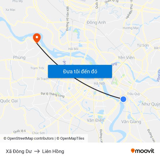 Xã Đông Dư to Liên Hồng map