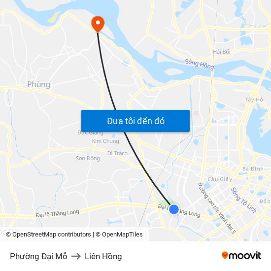 Phường Đại Mỗ to Liên Hồng map