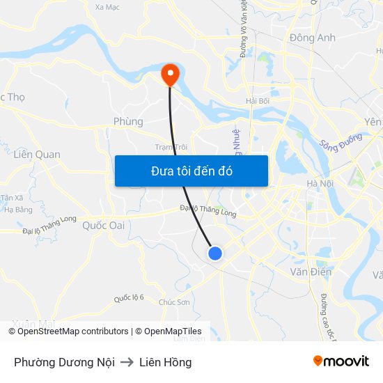 Phường Dương Nội to Liên Hồng map