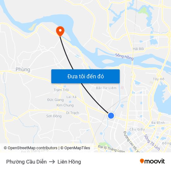 Phường Cầu Diễn to Liên Hồng map