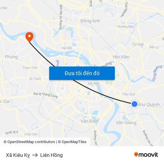 Xã Kiêu Kỵ to Liên Hồng map