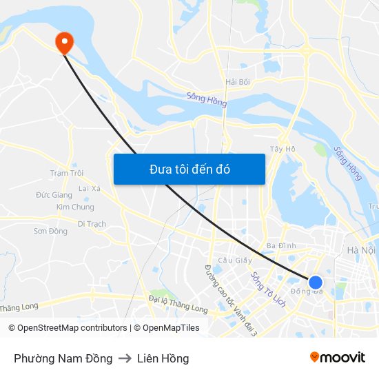 Phường Nam Đồng to Liên Hồng map