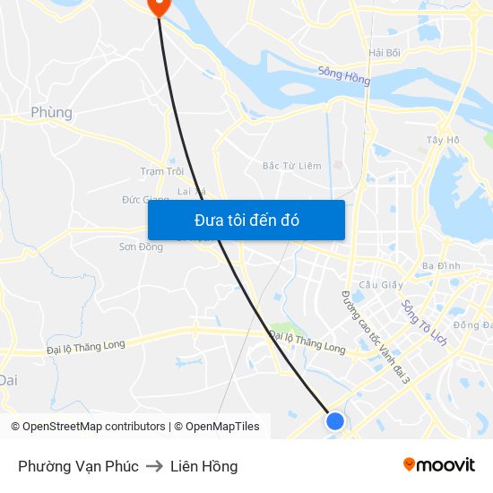 Phường Vạn Phúc to Liên Hồng map