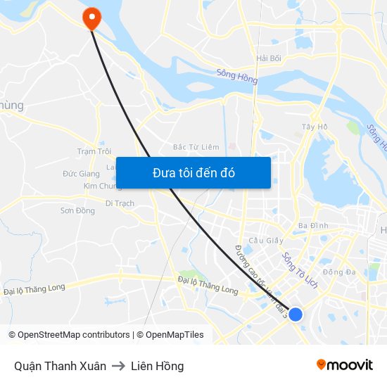 Quận Thanh Xuân to Liên Hồng map