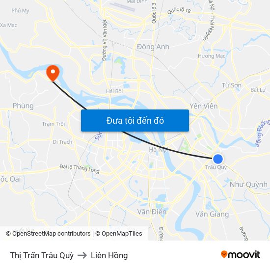 Thị Trấn Trâu Quỳ to Liên Hồng map