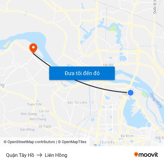 Quận Tây Hồ to Liên Hồng map