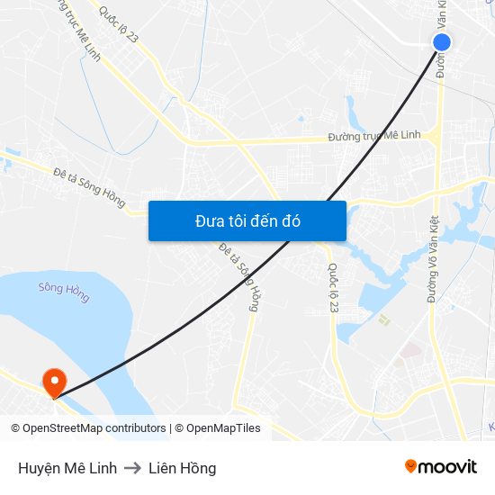 Huyện Mê Linh to Liên Hồng map