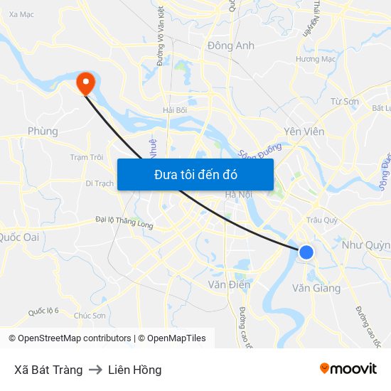 Xã Bát Tràng to Liên Hồng map