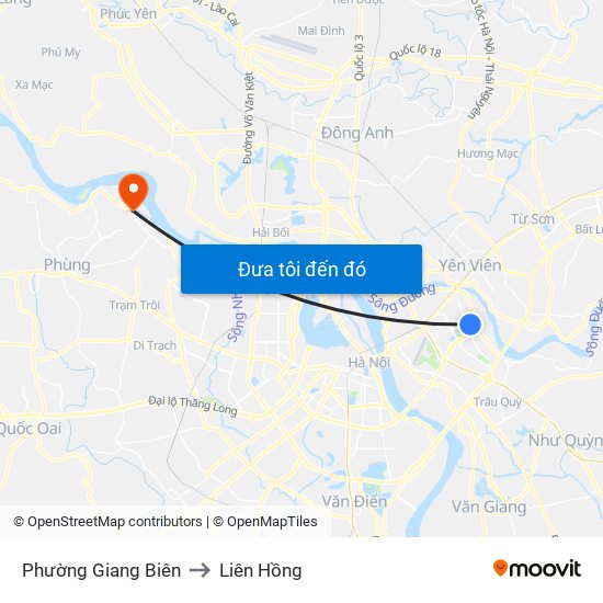 Phường Giang Biên to Liên Hồng map