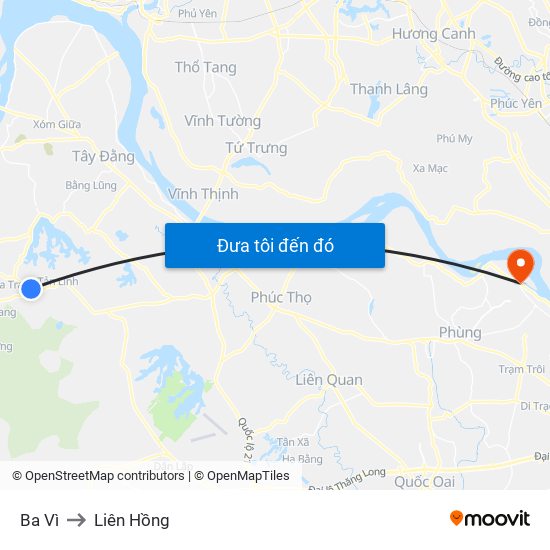 Ba Vì to Liên Hồng map