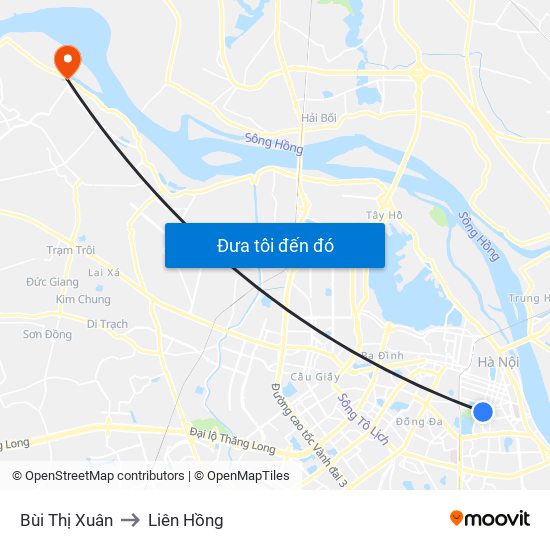 Bùi Thị Xuân to Liên Hồng map