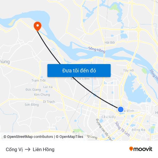 Cống Vị to Liên Hồng map