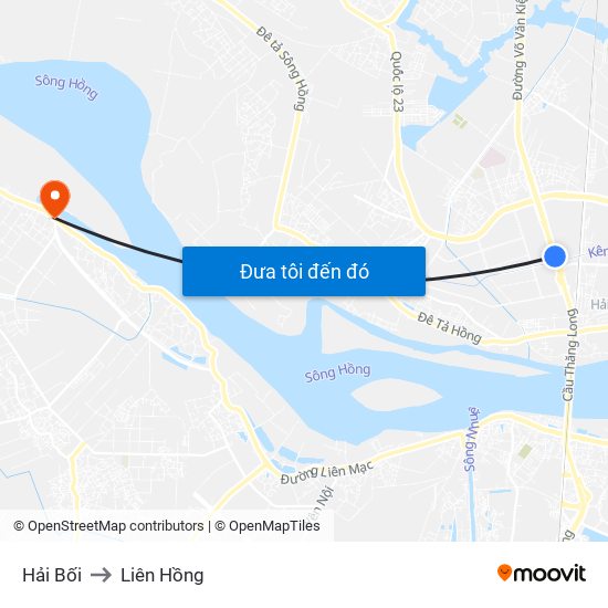 Hải Bối to Liên Hồng map