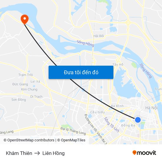 Khâm Thiên to Liên Hồng map