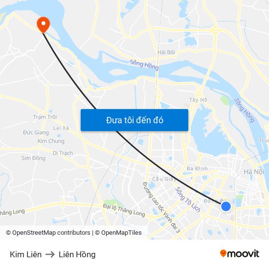 Kim Liên to Liên Hồng map